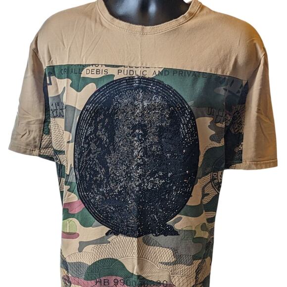 Hudson Camo Money Graphic T Shirt Mens 4X Streetwear Tee Hip Hop Ben Franklin - Picture 1 of 16
